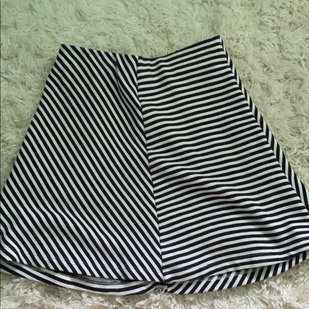 Navy Blue and White stripped Mini Skirt